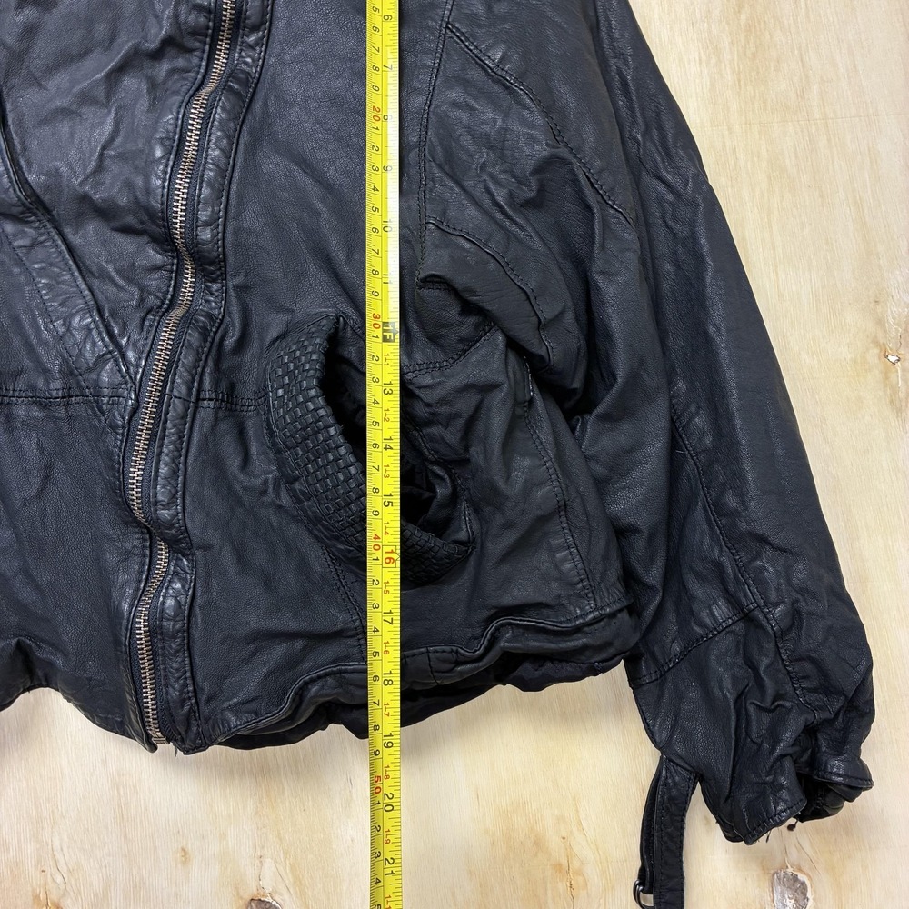 Vintage‎ Faux Leather Jacket Womens Small Black Biker Asymmetrical Full Zip Moto - Picture 5 of 8
